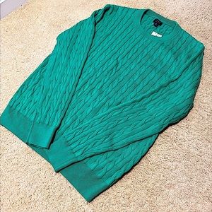 J.Crew green women’s  cottagecore knit cable sweater size small
